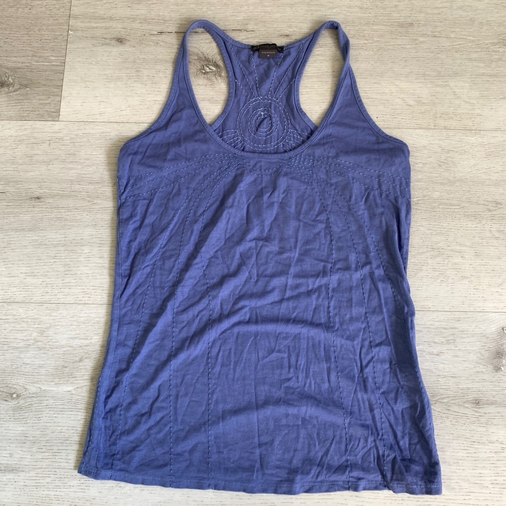 Armani Exchange Womens Periwinkle Blue Racerback Tank Top Stitch Detail Size M